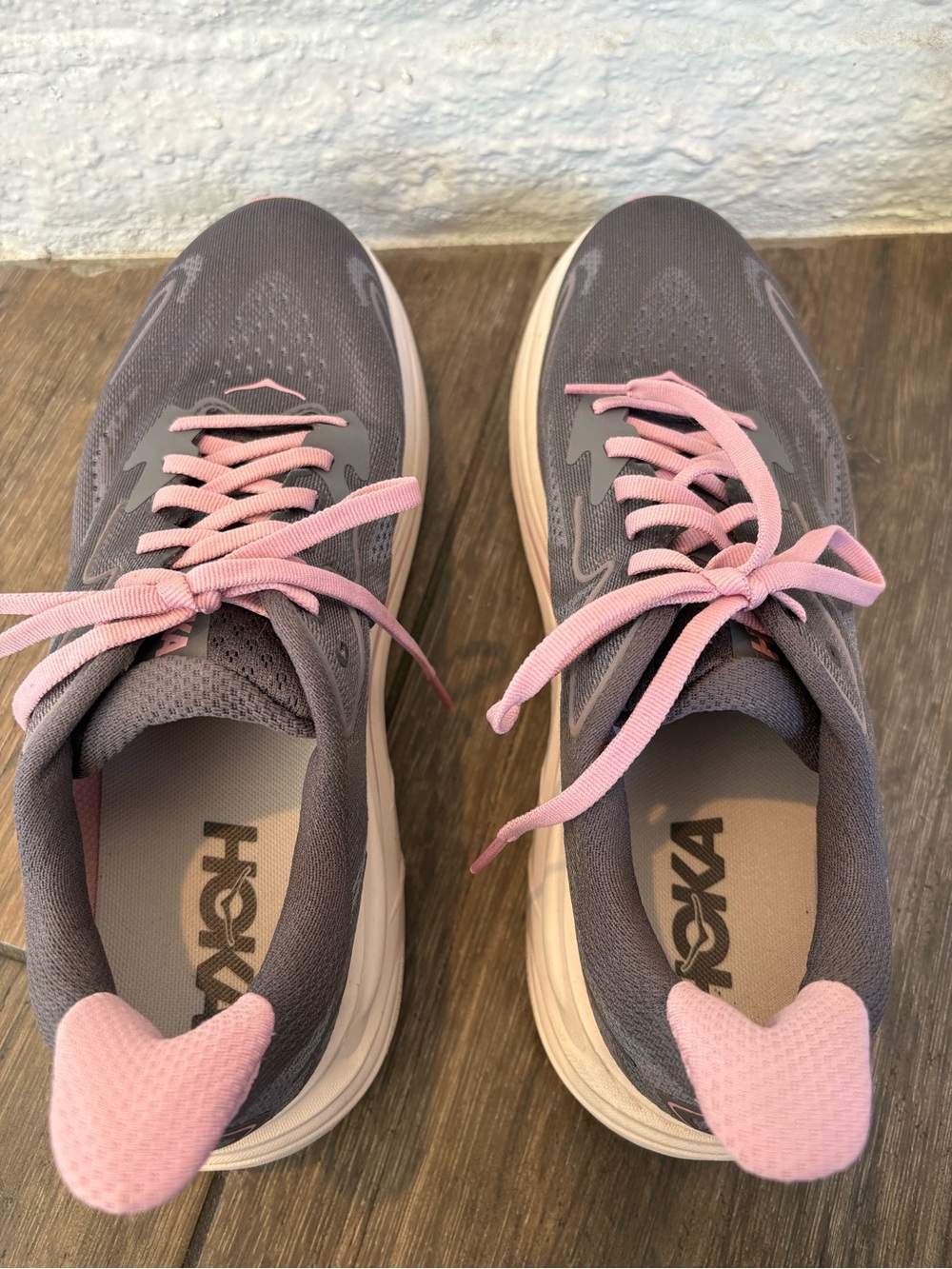Hoka Women's Gray and Pink Running Shoes - Picture 5 of 9